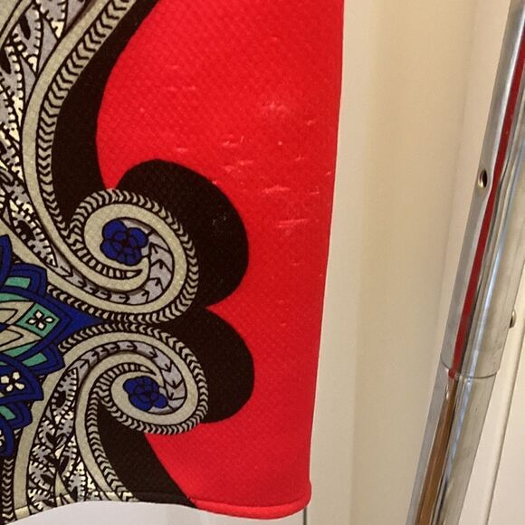 Lanvin Cap Sleeve Paisley Neoprene Sheath Dress. Size 36. - Picture 7 of 9